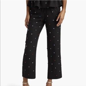 Hill House Jewel Jammie Black Pajama Pants Floral Jewels Rhinestone Size XS